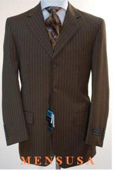 Groomsmen Suits Chocolate brown pinstripe 3 Button Cheap Priced Business Suits Clearance Sale 100% Touch Poly Rayon