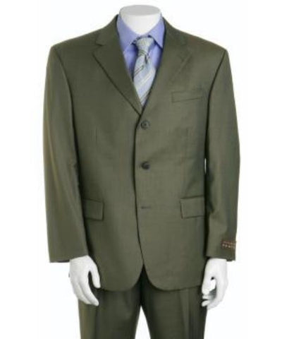 Forest Olive Green Men's Busines Cheap Priced Business Suits Clearance Sale In Super 130'S Marina Wool Available In 2 Or 3 Buttons Style Regular Classic Cut