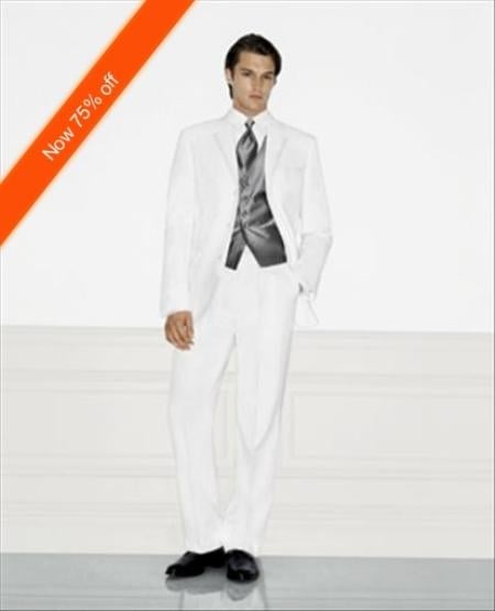 Groomsmen Suits White Men's Wedding Suit, 3 Button Style, Ultimate Stylish Suits For Men - All White Suit
