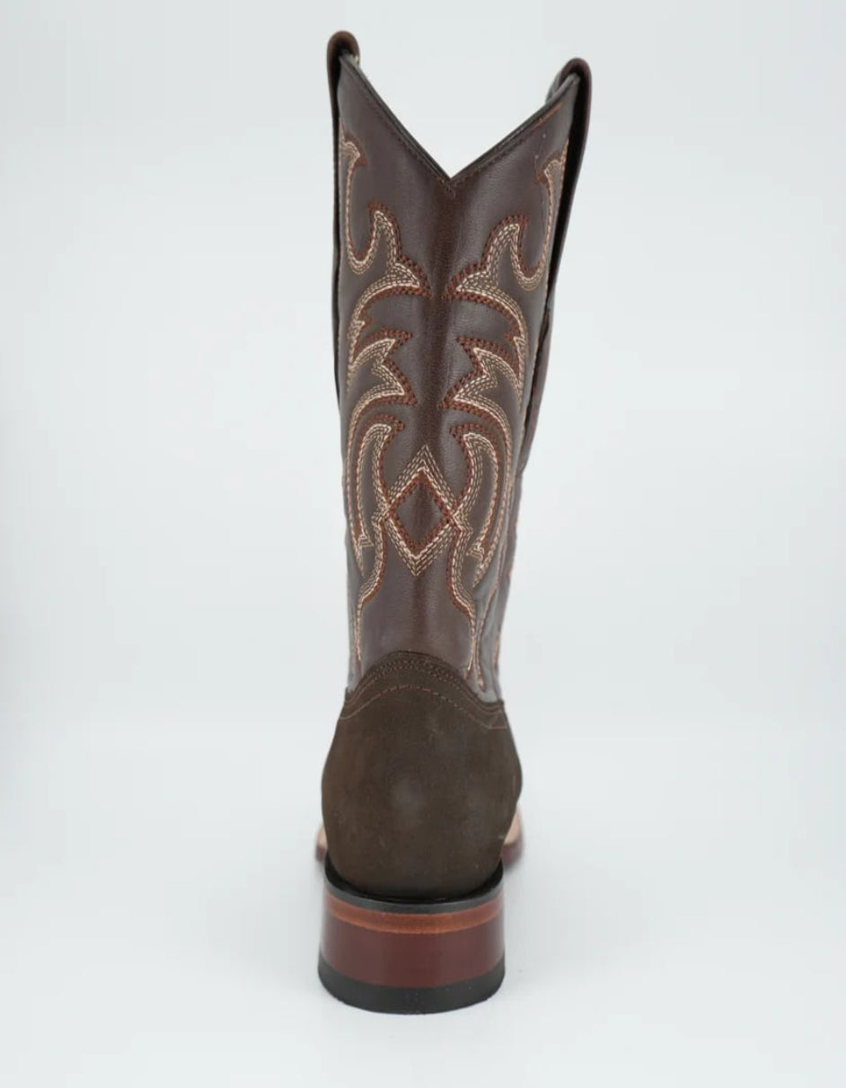 Men's Nobuck Dark Tobacco Wide Square Toe Boot