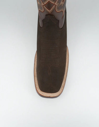 Men's Nobuck Dark Tobacco Wide Square Toe Boot