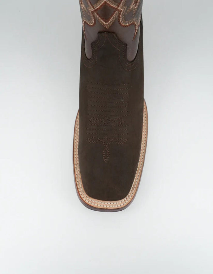 Men's Nobuck Dark Tobacco Wide Square Toe Boot