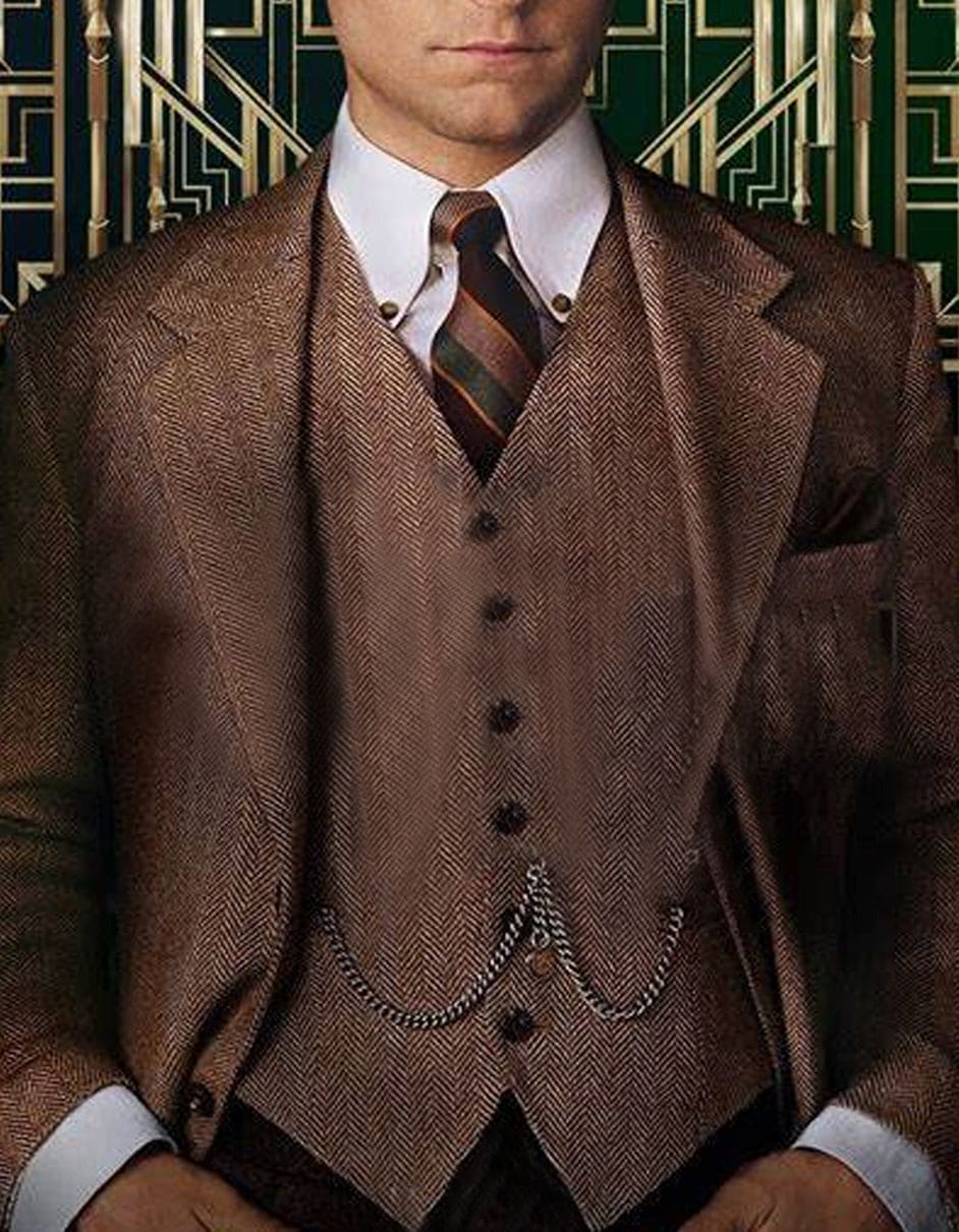 Great Gatsby Tweed Herringbone Suit, Light Brown