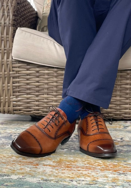 Amaro Cognac Leather Cap Toe by Mezlan