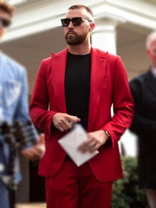 Travis Kelce Red Suit by Alligatorwarehouse