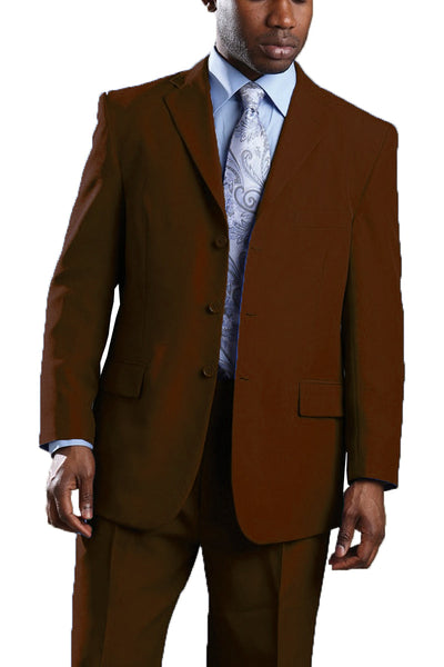 Men’s Brown 3-Button Polyester Suit