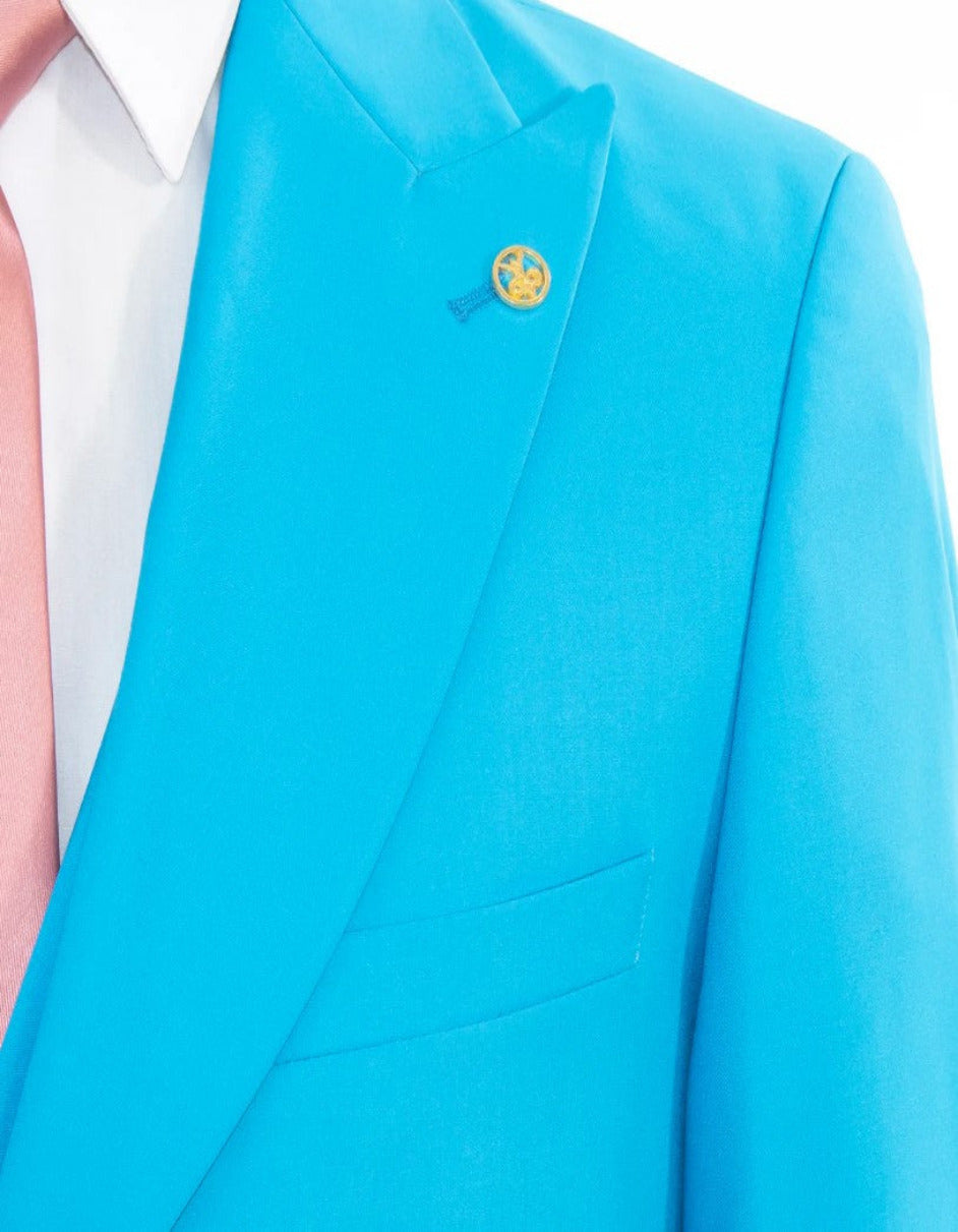Turquoise Slim-Fit 3-Piece Suit