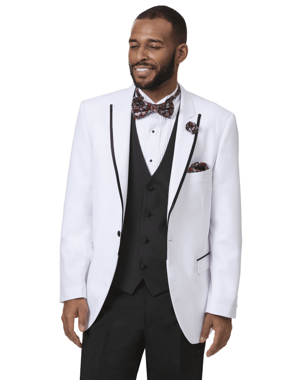 Classic One Button Peak Tuxedo White/Black Trim