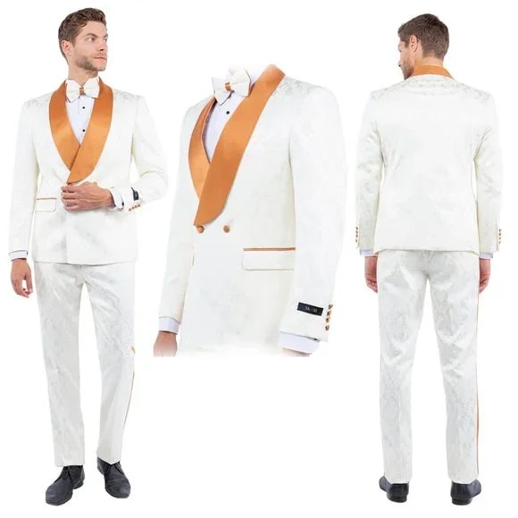Paisley Skinny Double-Breasted Tuxedo by Tazio