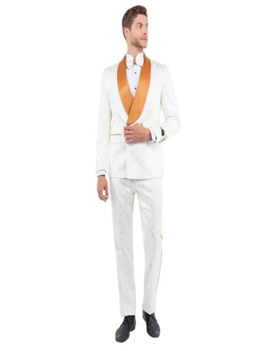 Paisley Skinny Double-Breasted Tuxedo by Tazio