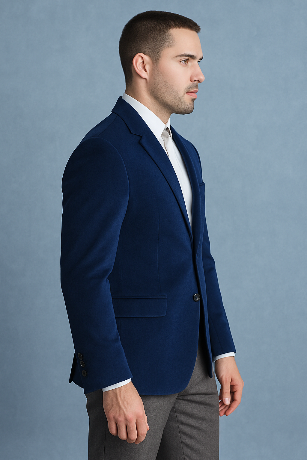 Mens Velvet Dinner Jacket - Mens Tuxedo Blazer With Trim Shawl Collar Navy Blue