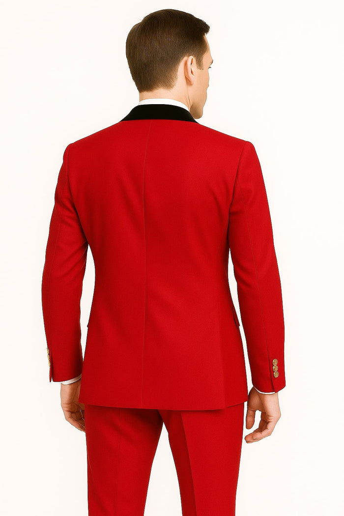 Red Velvet Lapel Double-Breasted Tuxedo