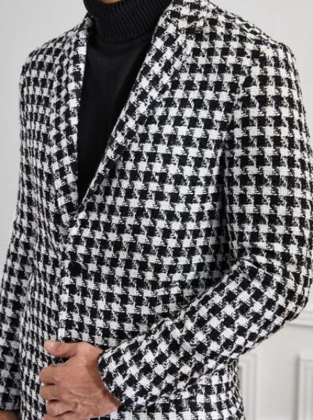 Men's Houndstooth Tweed Overcoat