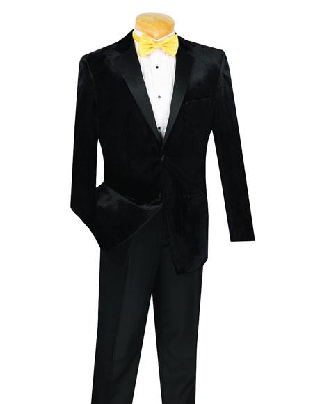 Men's 2 Button Velvet Tuxedo Black