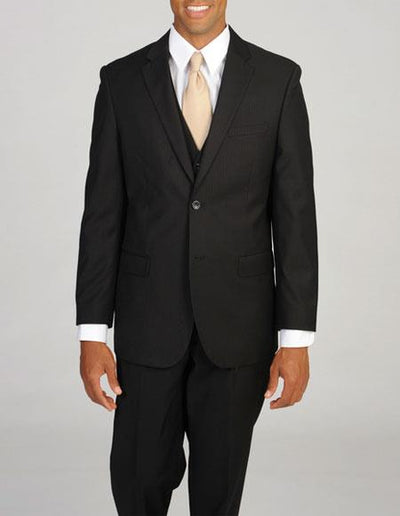 Brand: Caravelli Collezione Suit - Caravelli Suit - Caravelli italy Caravelli Men's 3 Piece Black 2 Button Slim Fit Vested Suit