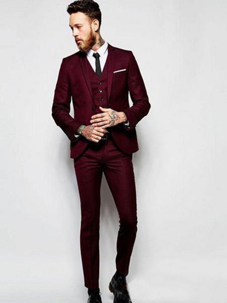 Men's Burgundy ~ Wine ~ Maroon Suit ~ Slim or Regular Fit