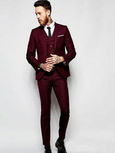 Men's Burgundy ~ Wine ~ Maroon Suit ~ Slim or Regular Fit