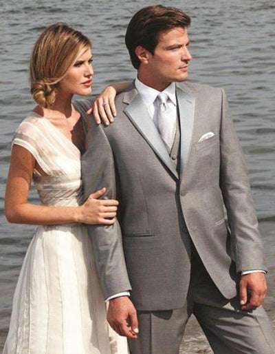 Stunning Grey ~ Gray Two Button Fashion Tuxedo For Men 7 days delivery