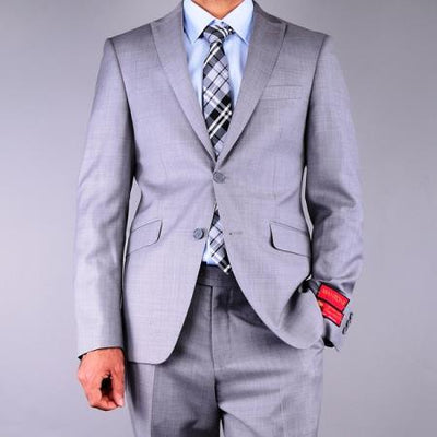 Men's Slim Fit patterned Grey 2-Button Suit - High End Suits - High Quality Suits