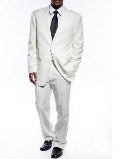 Men's Two Button Ivory Suit Pleated Pants