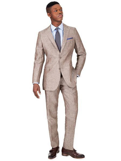 Men's 2 Button Khaki Linen Suit