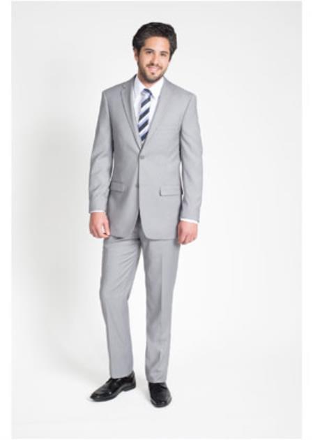 Men's 2 Button Slim Groomsmen Suits ~ Groom Wedding Light Grey Slim Fit Suit