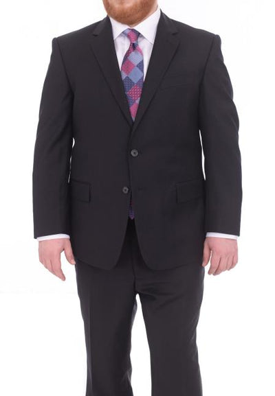 Mix and Match Suits Men's Portly Fit Two Button Super 130s Suit Dark Navy Blue Suit For Men Executive Fit Suit - Mens Portly Suit