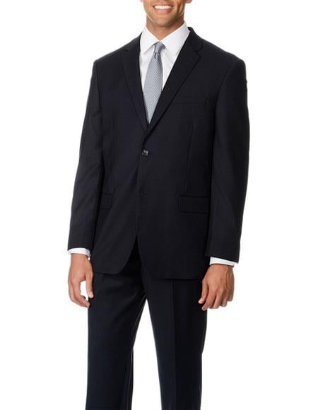 Brand: Caravelli Collezione Suit - Caravelli Suit - Caravelli italy Navy Blue Suit - Navy Suit Caravelli Men's Double Vent 2 Button Dark Blue Suit