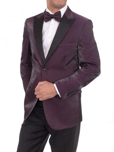 Men's Blue 2 Button Purple Sharkskin Slim Fit Blazer Sportcoat