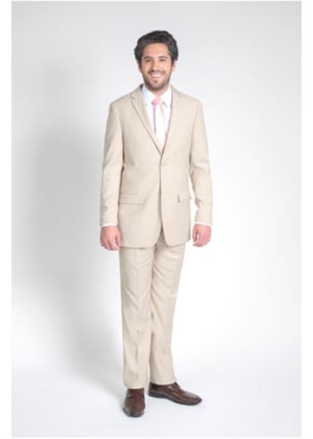 Men's 2 Button Groomsmen Suits ~ Groom Wedding Tan/Beige Slim Fit Suit - 90 Days Delivery Custom Made