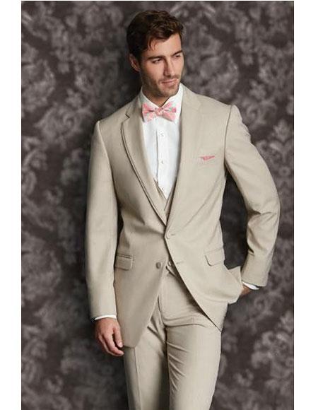 Men's Tan 2 Button Vest Suit