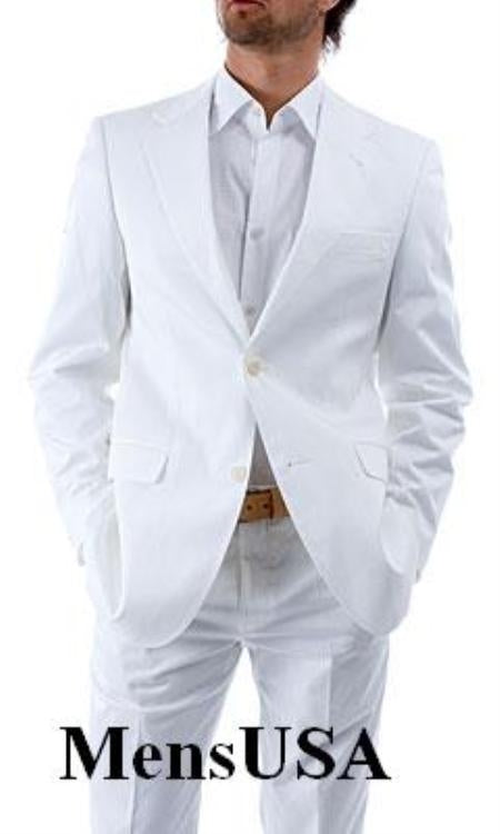 Elegant Two Button Side Vented Snow White Suits For Men Authentic Now On Sale