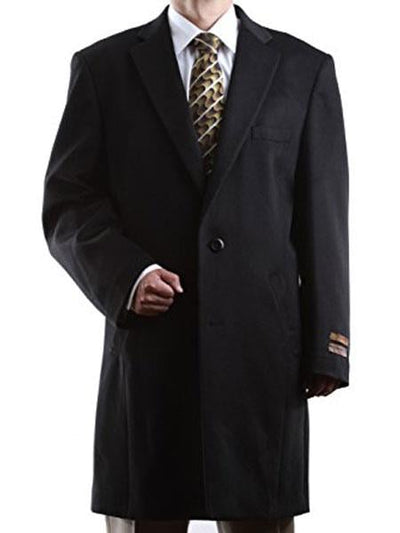 Men's Dress Coat 2 Buttons Luxury Three Quarter Length Cashmere Black Long Men's Dress Topcoat - Winter coat