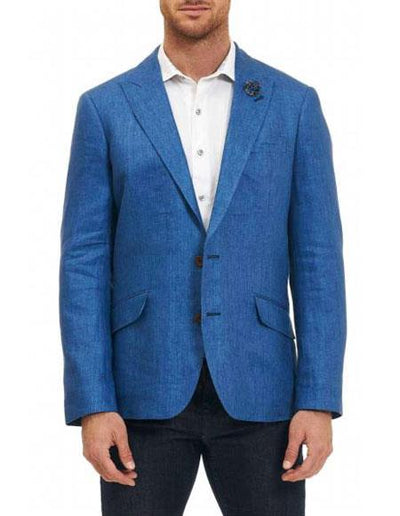 Men's Blue 100% Linen Designer Fashion Dress Casual Blazer