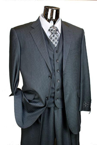 Charcoal Pinstripe 3 Piece 2 Button single three piece suit