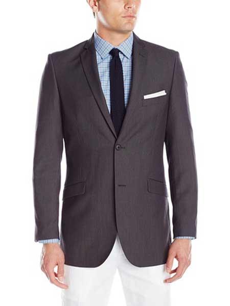2 Button Charcoal Featherbone Micro Tech Slim Fit Jacket