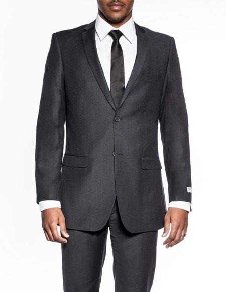 Extra Slim Fit Suit Mens classic charcoal extra slim fit wedding prom skinny - Color: Dark Grey Suit