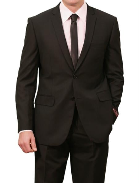 Men's 2 Button Front Closure Slim Fit Suit Black
