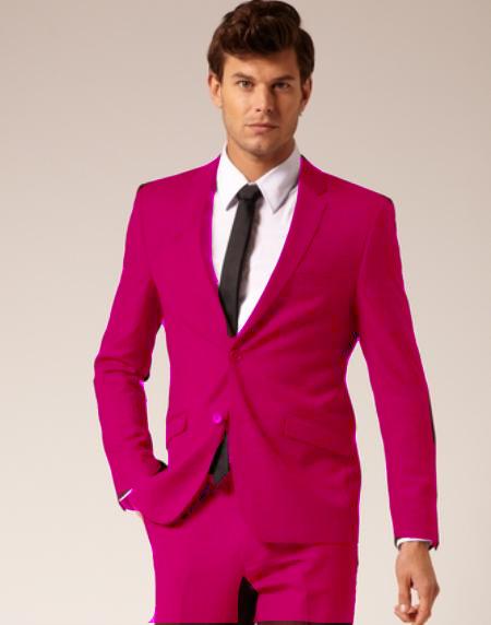 Men's Fuschia 2 Button Style and Cotton Suit