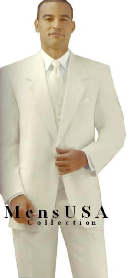 Ivory/Off White/Cream 2 button Style jacket non-vented Fashion Tuxedo For Men