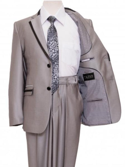 2 Button Kids Sizes Front Closure Boy's Suit Perfect for toddler Suit wedding attire outfits Silver