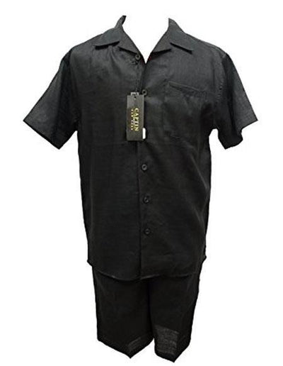 Mens Shirt And Shorts Two Piece Casual Walking Set Suit in 4 Colors
