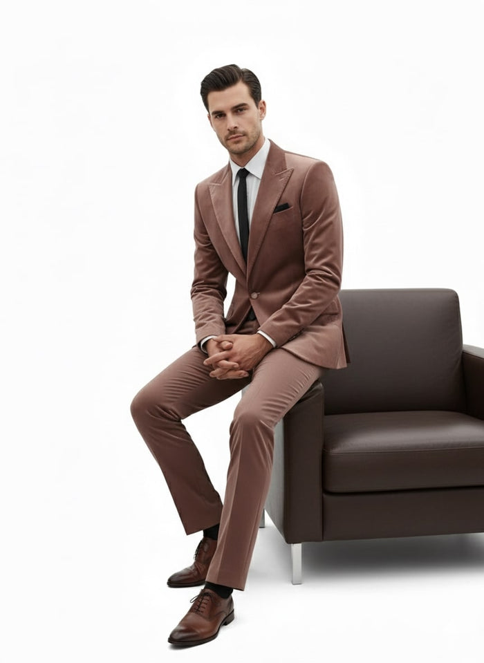 Mauve Velvet Ultra Slim Suit for Men