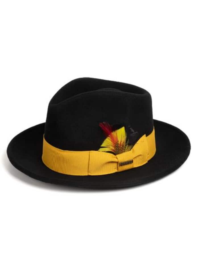 Mens Dress Black ~ Two Toned Hat -  Gold Hats For Sale