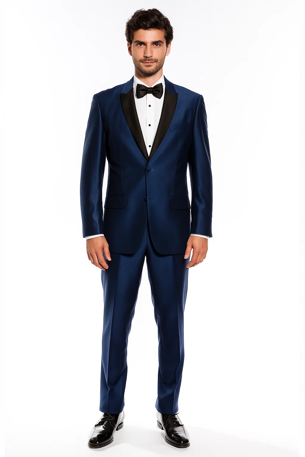 Two Button Shawl Trim Lapel Navy Blue
