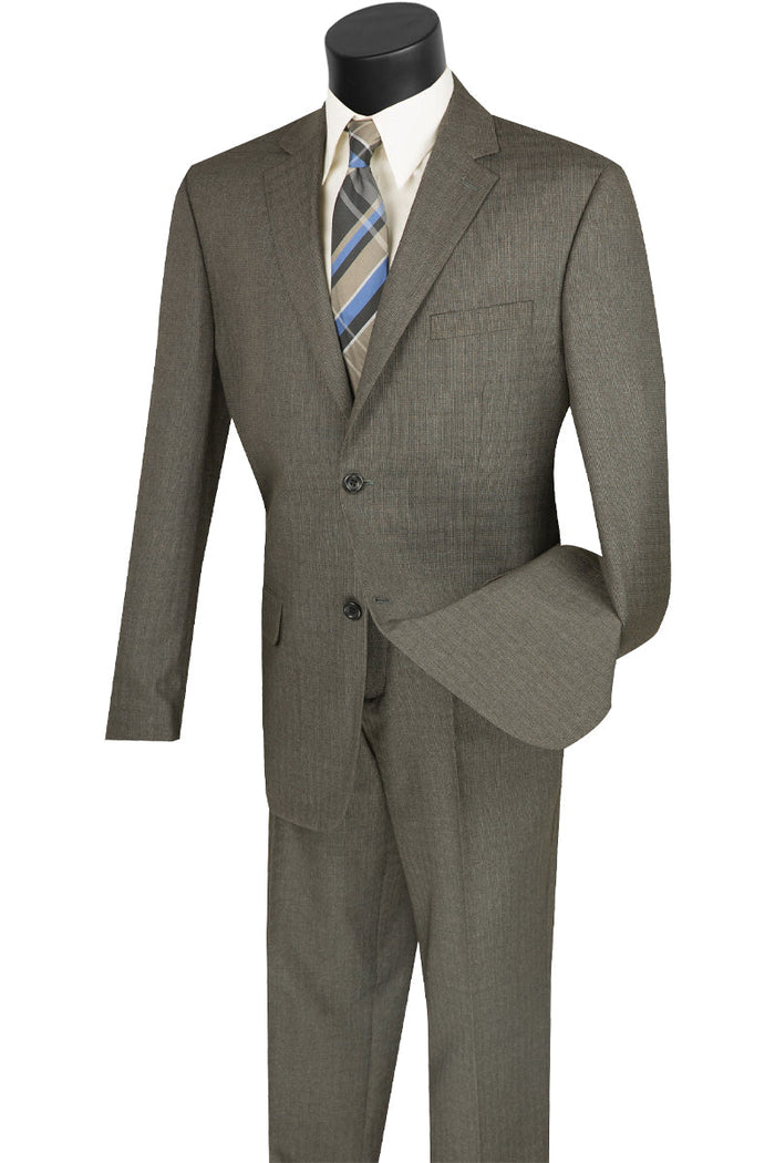 Modern 2 Button Textured Brown Suit for Men
