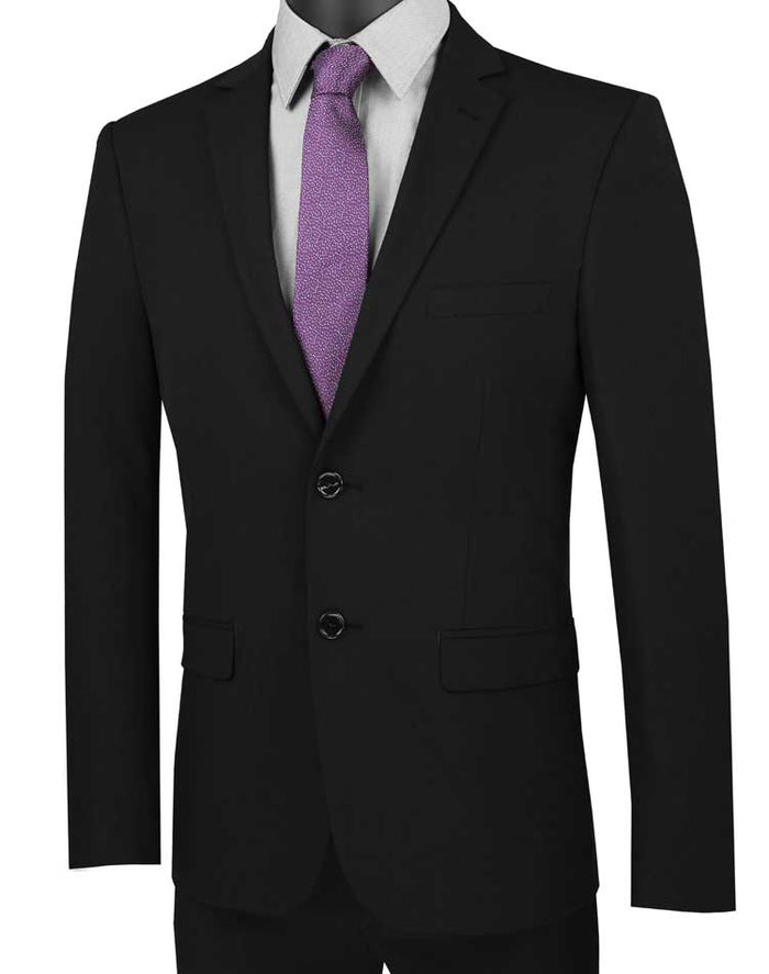 Ultra Slim Black 2 Piece Suit - Stretch Fit