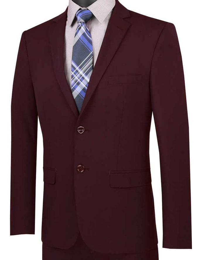 Ultra Slim Fit Burgundy Two-Piece Suit by Vinci