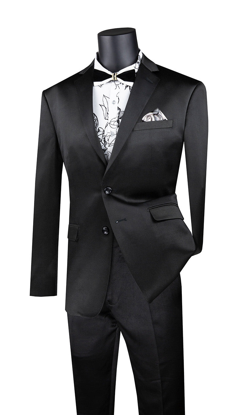 Ultra Slim Sharkskin 2 Piece Suit Black