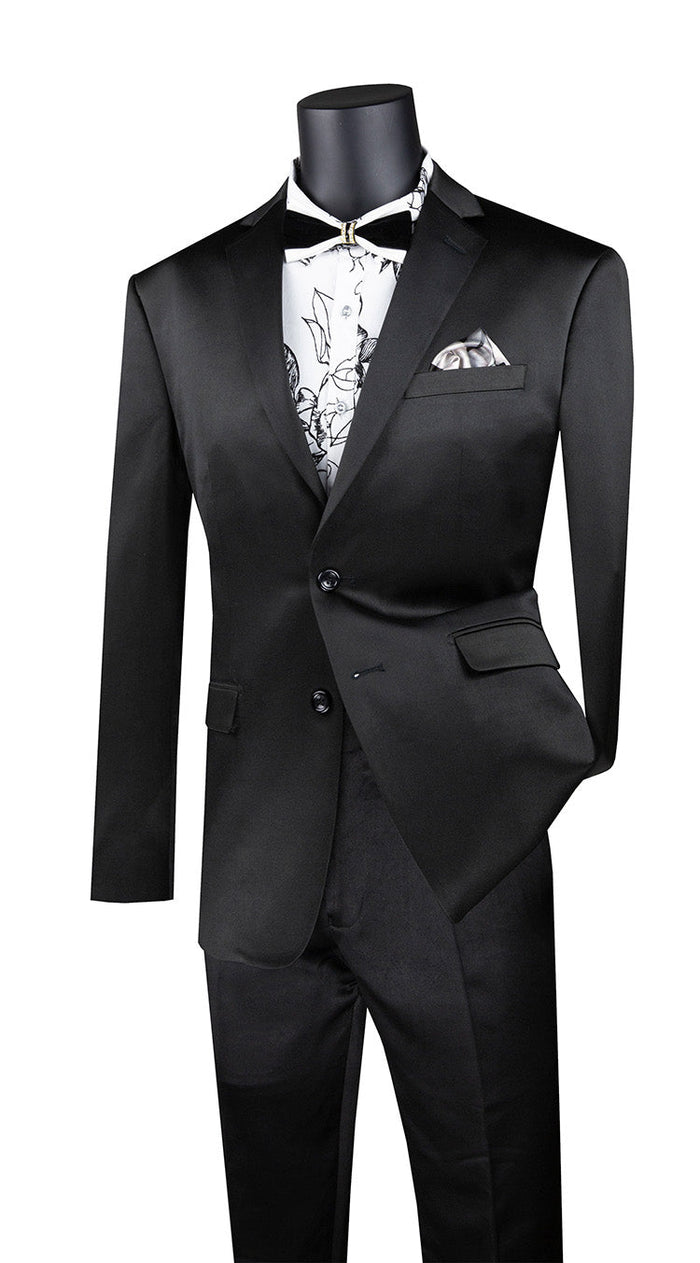 Ultra Slim Sharkskin 2 Piece Suit Black